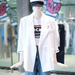럭키슈에뜨 자켓 새상품 블레이저 외투 코트 여름 간절기 7부 화이트 럭슈