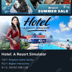 호텔 리조트 시뮬레이터 게임 스팀키 스팀코드 1500원