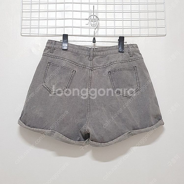 여성 여름 회색 그레이 하이웨이스트 데님 숏팬츠 청반바...--3