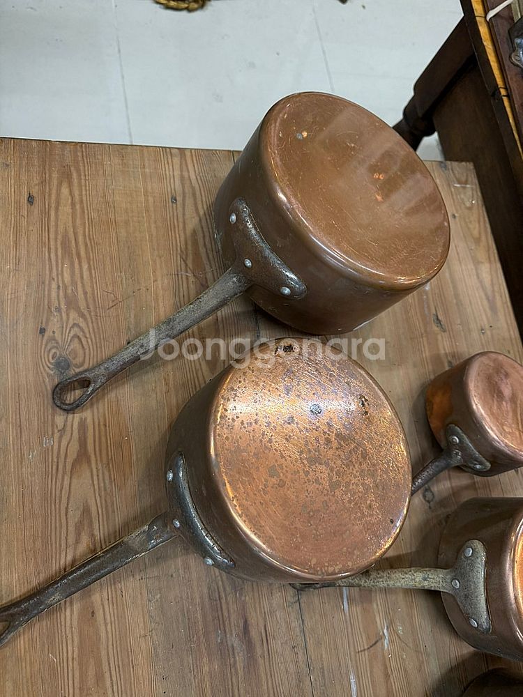 프랑스 앤틱 빈티지 동냄비 5개셋트 카페인테리어--1