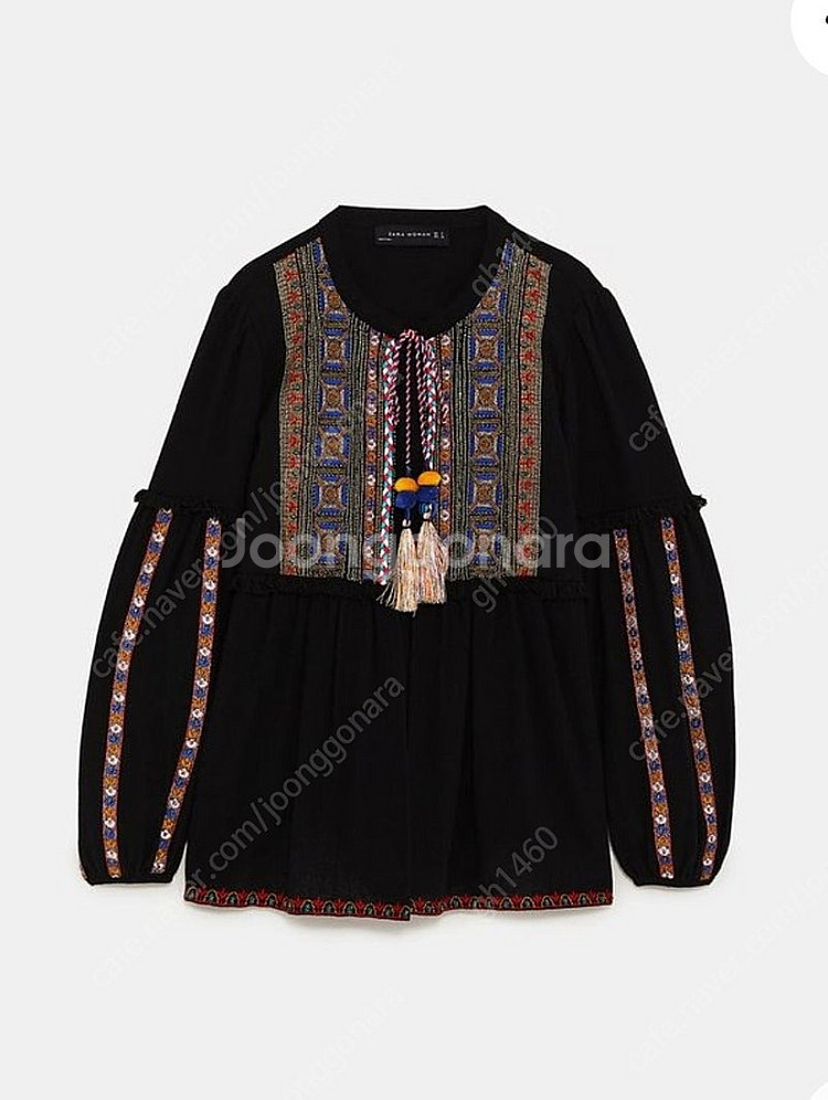 새상품 zara 자라 자수 태슬 블랙 자켓 L 라지--0
