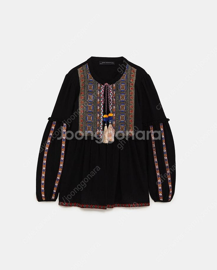 새상품 zara 자라 자수 태슬 블랙 자켓 L 라지--1