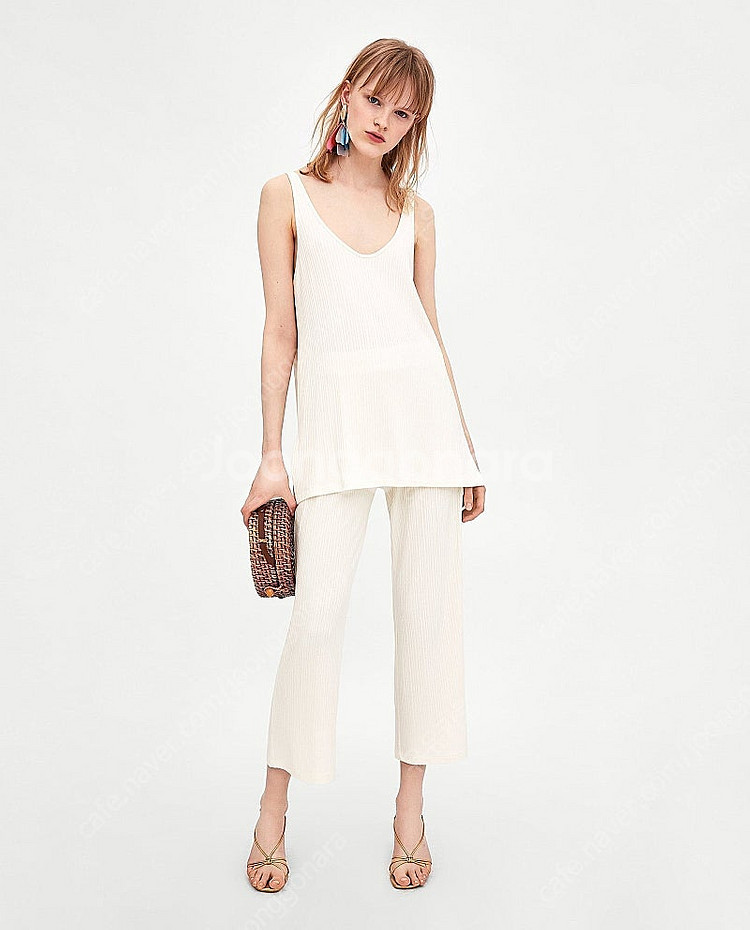 ZARA 자라 골지 밴딩 팬츠 아이보리, 자라 밴딩 팬...--2