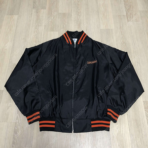 [55,000] (L) 90's MADE IN U.S.A 유니버셜 지퍼 ILGWU 블랙 오렌지 새틴 바시티 자켓 스타디움 점퍼