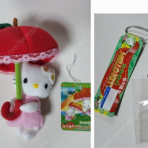 헬로키티 신슈 한정 사과 우산 키티 인형 키체인+고전 키티 스트랩 세트