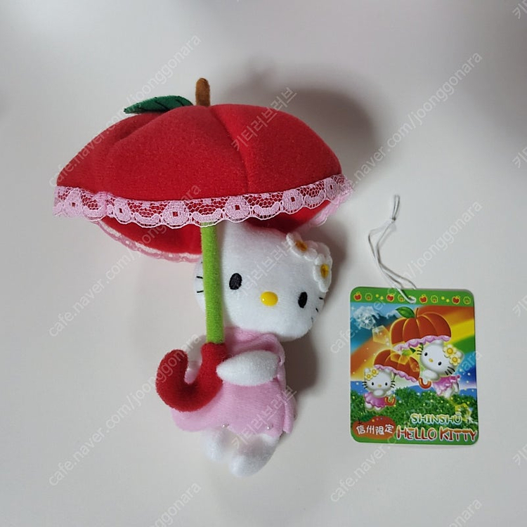 헬로키티 신슈 한정 사과 우산 키티 인형 키체인+고전 키티 스트랩 세트 이미지