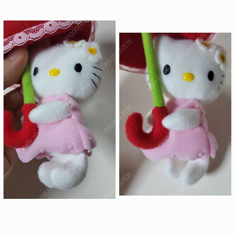 헬로키티 신슈 한정 사과 우산 키티 인형 키체인+고전 키티 스트랩 세트 이미지