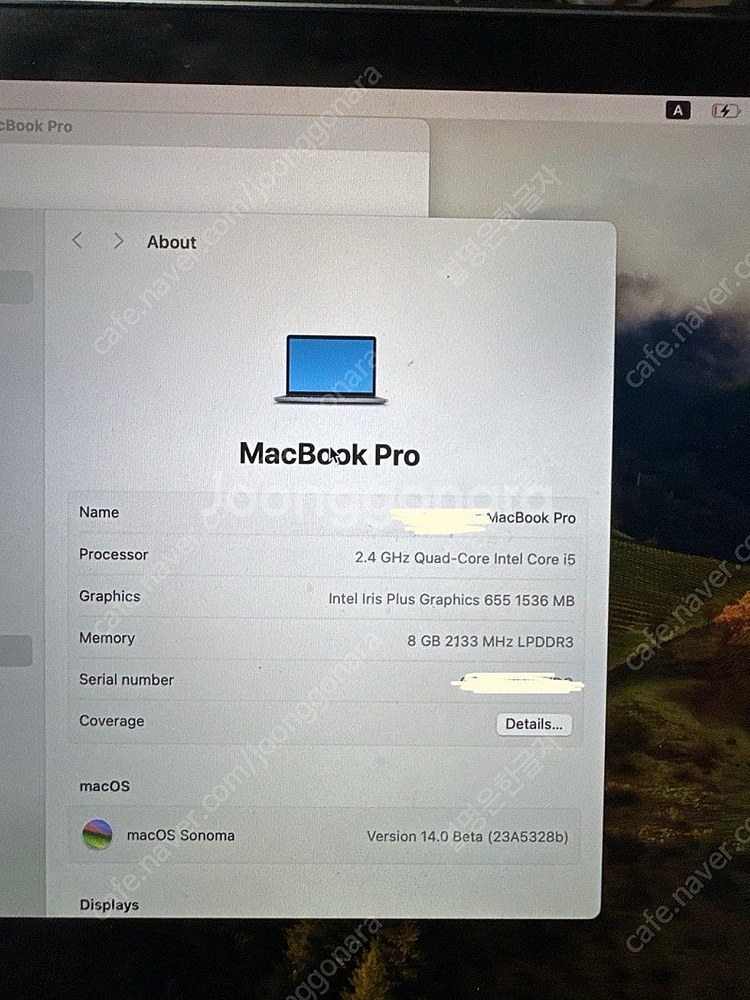 [맥북프로]박스포함 a1989 i5 8g ssd256g...--8