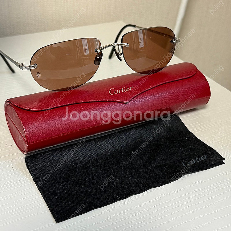 (OS) Cartier 까르띠에 무테 티타늄 은장 선글...--2