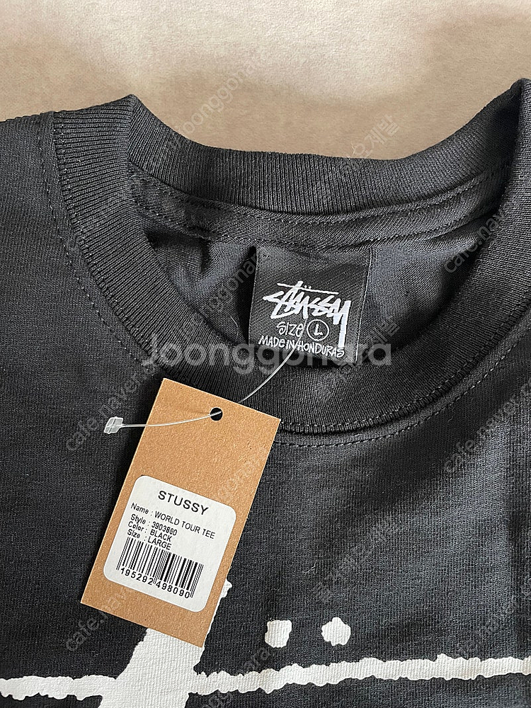 [새상품,L] stussy 스투시 월드투어 티셔츠 블랙--3