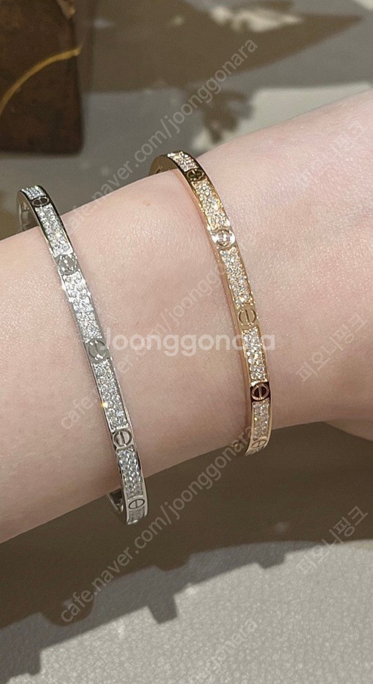 까르띠에 러브 SM 풀파베 팔찌 18k 18.4g 천연...--3
