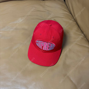 Supreme 슈프림 레드 6패널 볼캡 모자 (Warp Logo Red)