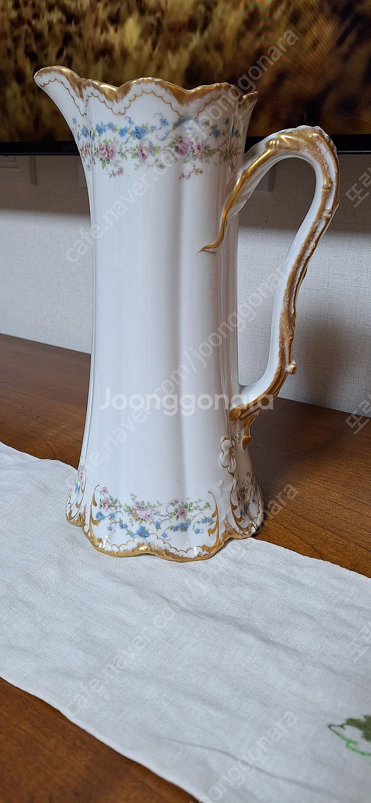 프랑스 하빌랜드 금장 리모지 초콜릿팟 라지피처 꽃병--0
