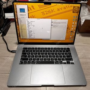맥북에어 M3 15인치 그레이 16GB A3114(보증기간 6개월 남음)