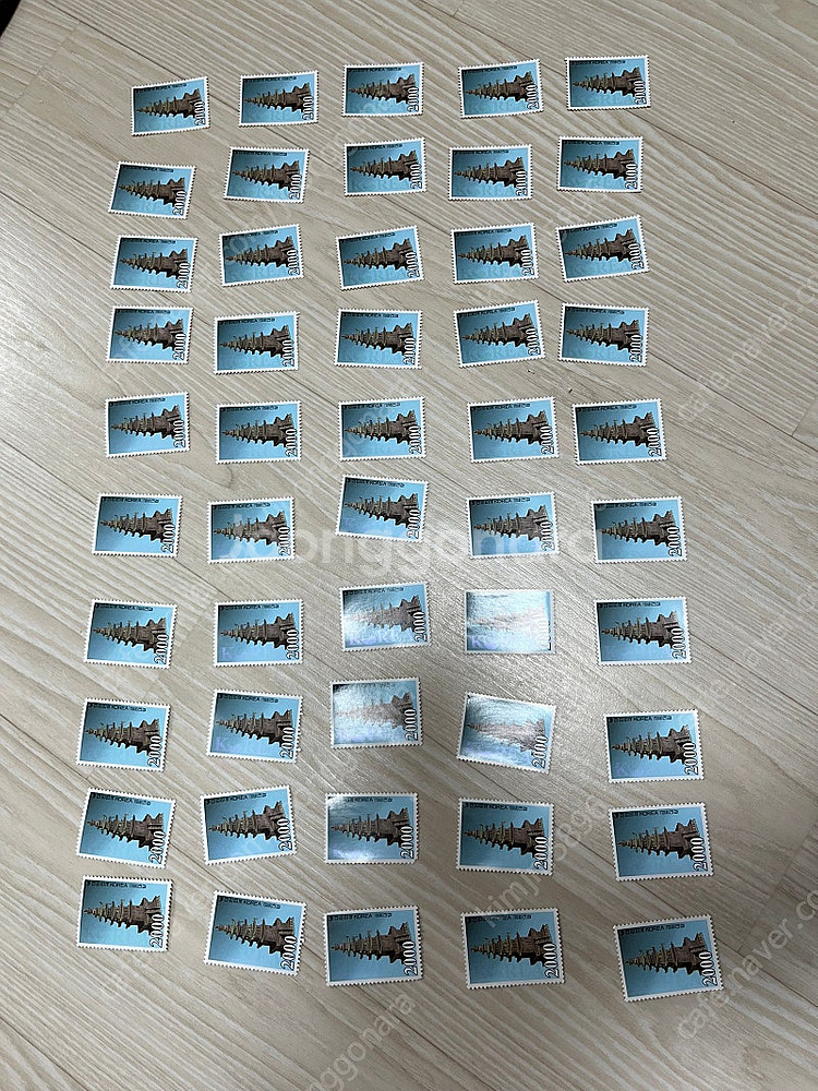 금동대탑 2,000원 우표 50장, 해오라기 20원 우...--0