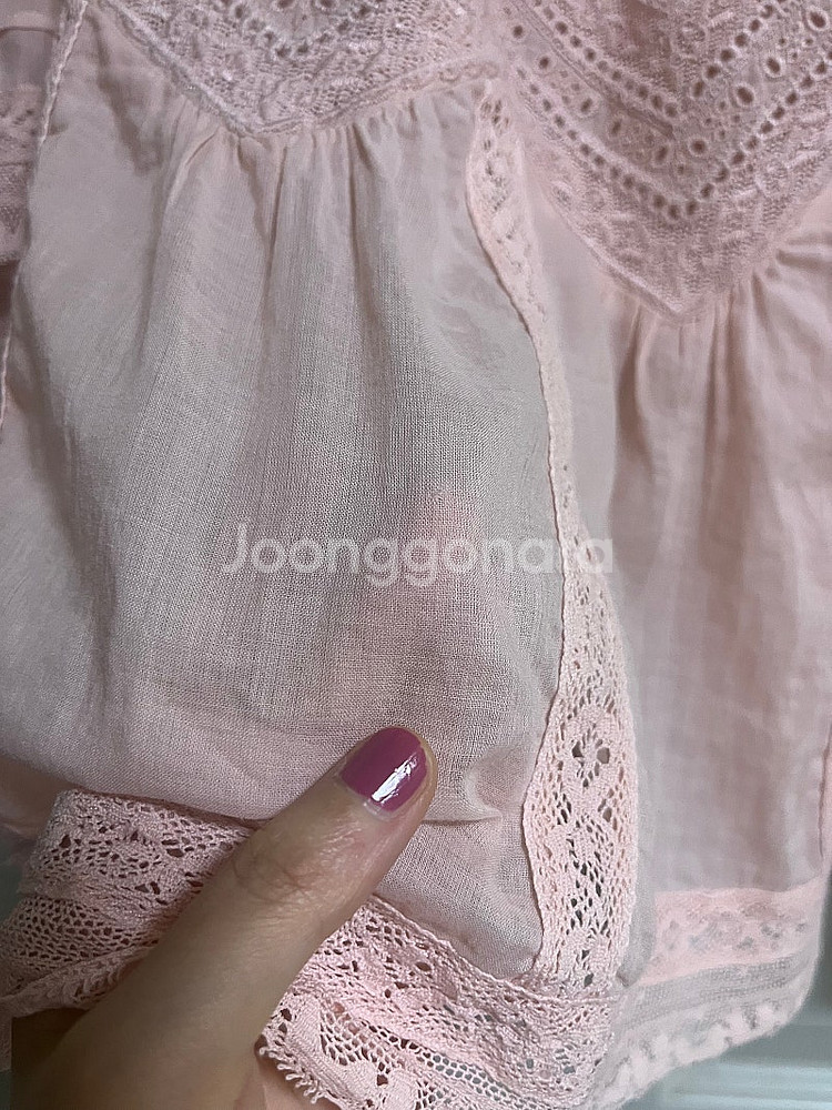 바네사브루노 아떼 핑크 자수장식 면 반팔 블라우스--1