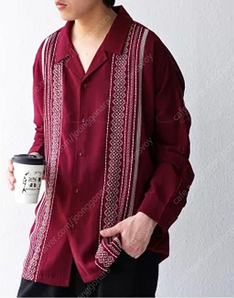 Antiqua JPN 앤티콰 Artichoke BES 자수 셔츠F~105 아티초크 어플리케 쿠바셔츠 구아야바레 과야... 이미지