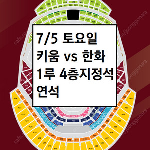 7/5 키움히어로즈 한화이글스 1루 4층지정석