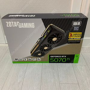 ZOTAC GAMING 지포스 RTX 5070 Ti SOLID OC D7 16GB 판매합니다