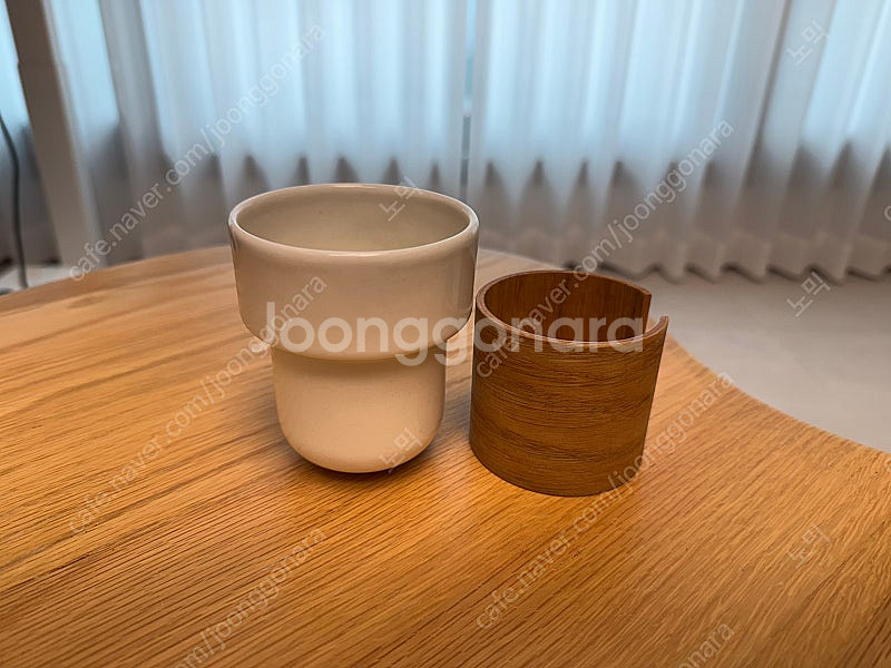 톤피스크 머그컵 + 우드홀더 240ml--1
