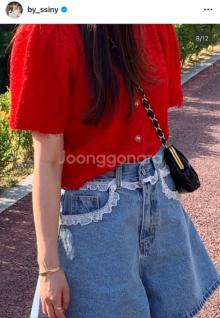 바이씨니 제작 레드 부클 가디건 방금 받은 새상품--2