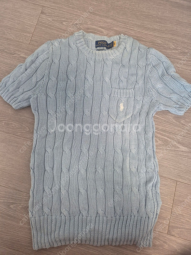 polo 폴로 우먼 케이블 반팔 니트 페일블루--1