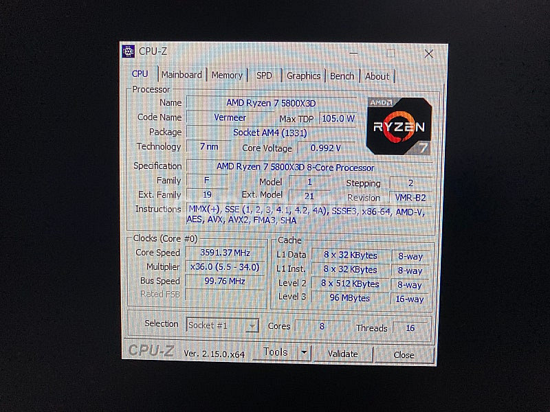 AMD 정품 라이젠 5800x3d 반본체--7