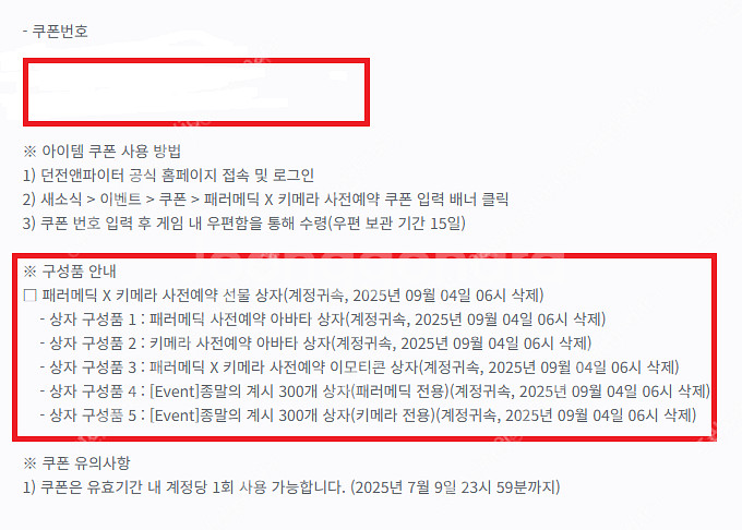던파 페러메딕 쿠폰--0