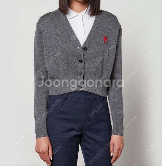 아미 AMI 여성 크롭 가디건 미디움 헤더 그레이 XS...--0
