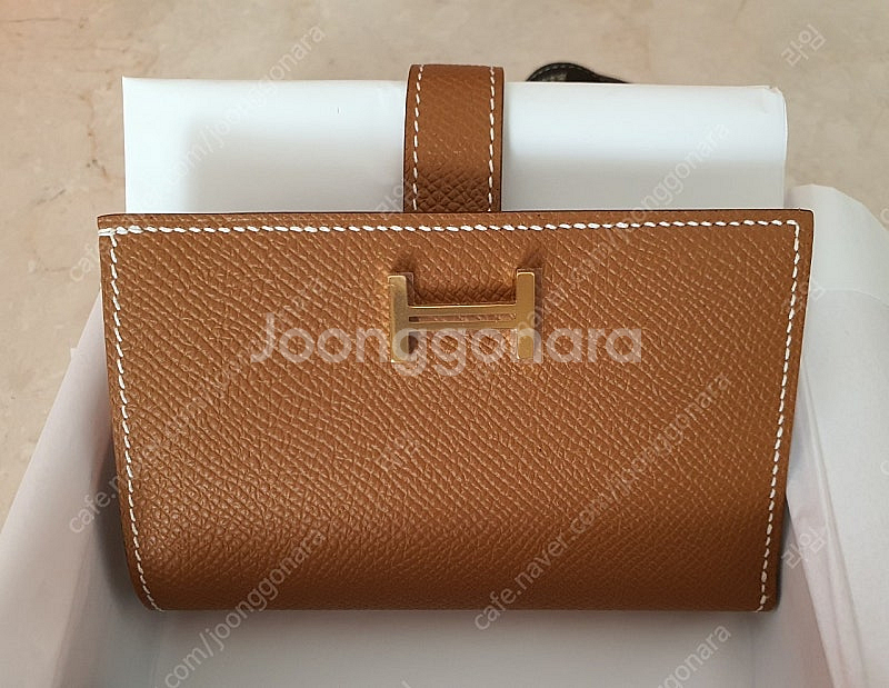 에르메스 베안3단 지갑 골드 금장(박스 새제품)--3