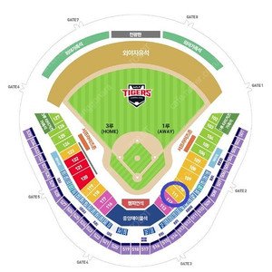 7월6일(일) 기아 vs 롯데자이언츠 1루 롯데응원석 K8 111구역 2~4연석