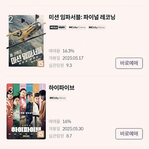 CGV/메가박스 영화예매 1인 8천원