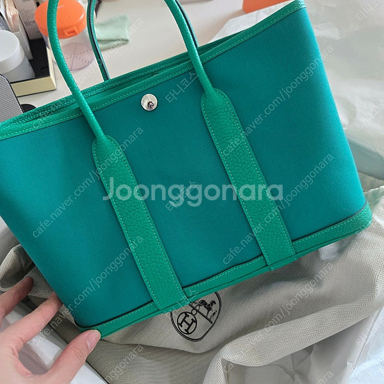 에르메스 가든파티 30 캔버스 말라카이트--1
