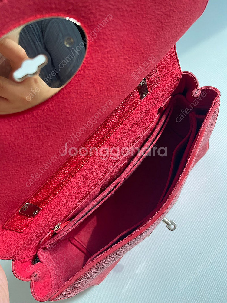 (정품) 멀버리 릴리백 체인백 미디움 레드 보증서 있음--3