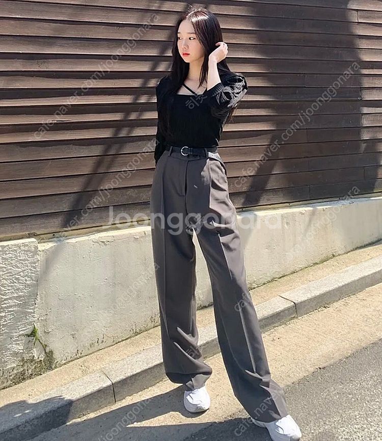 [S] 하이웨스트 차콜모카 슬랙스 팬츠--0