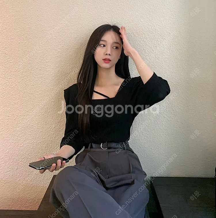 [S] 하이웨스트 차콜모카 슬랙스 팬츠--1