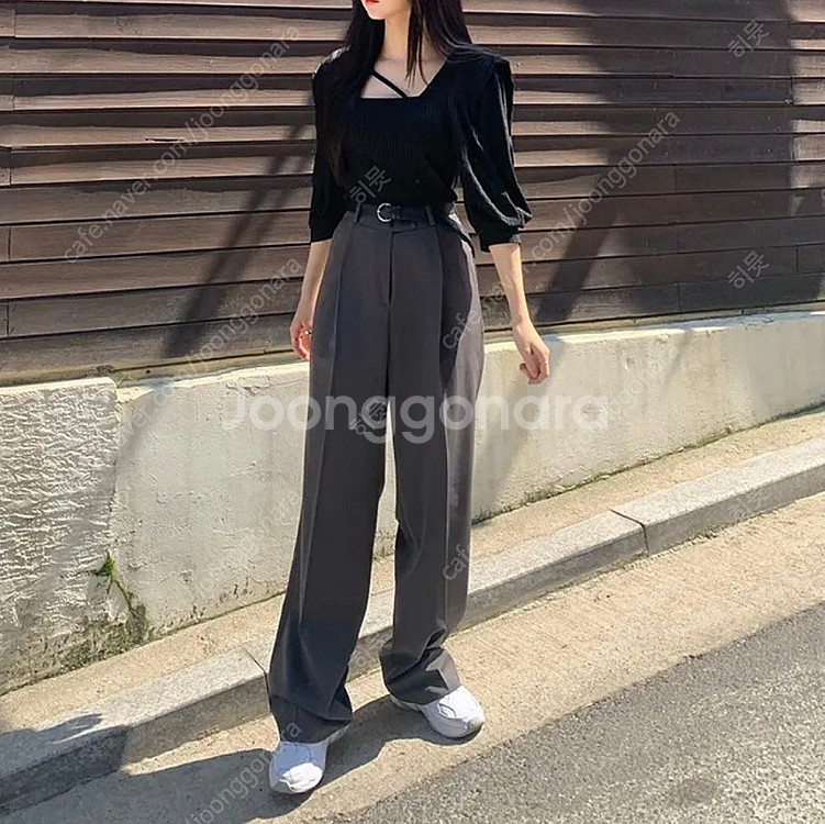 [S] 하이웨스트 차콜모카 슬랙스 팬츠--3