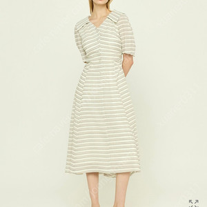 미샤 실크 스트라이프 오픈카라 원피스 (미착용품)