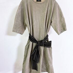 (여성90)랑방피그먼트허리리본지퍼배색반팔원피스