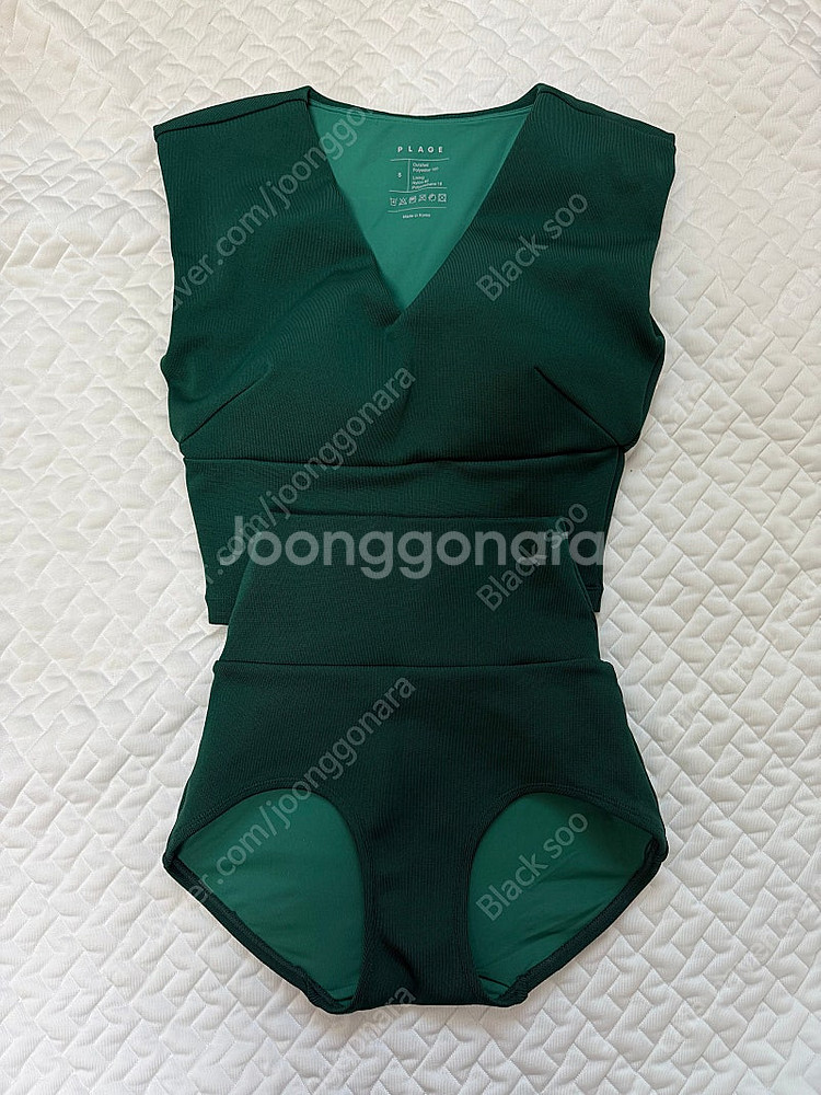 PLAGE 플라주 립 브이넥 스윔세트 그린 S 판매합니...--3