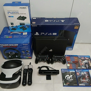 PS4 플스4 프로 VR풀세트/레이싱휠/게임4개/거치대