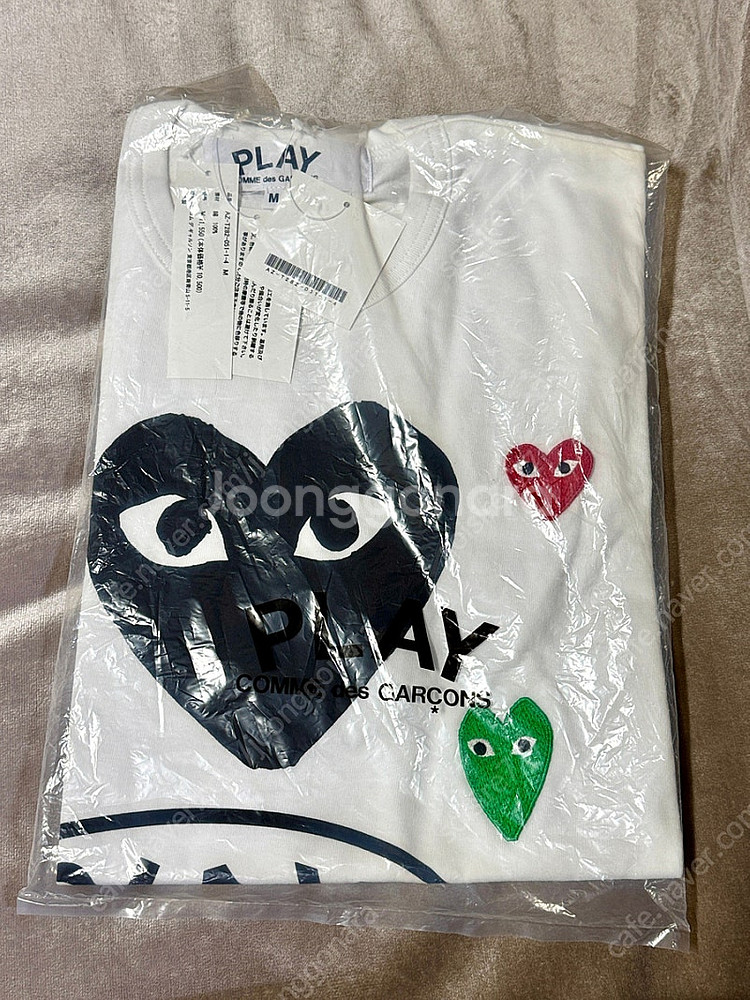 꼼데 가르송 - 멀티 하트 와펜 티셔츠 M--0