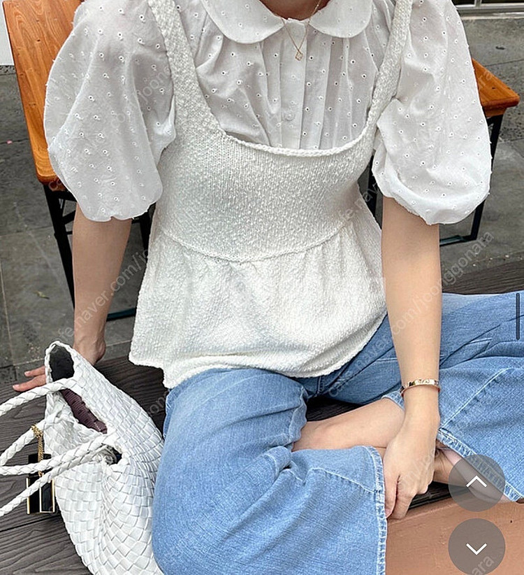 쩡구리마켓 바스켓 펀칭블라우스 로우게이지 뷔스티에--1