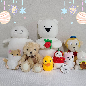 오버액션곰/지방이/뚱스/러버덕/햄찌/햄짱/몽키/베어 인형 9개 일괄:)