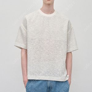 한섬 타임옴므 트위드 사이드 슬릿 라운드넥 남성 티셔츠 탑 (미착용)[새상품]