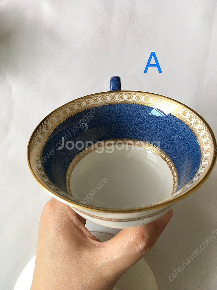 웨지우드 울란더 파우더 블루 피오니 찻잔--6