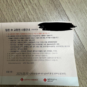 롯데시네마 팝콘 교환권