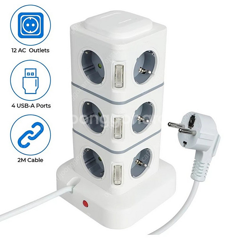 새제품> 타워형 멀티콘센트 2500W / 220v 콘센...--0