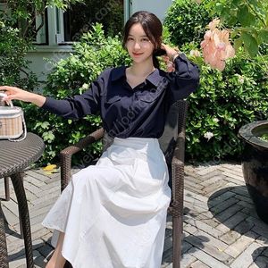 페이지유 리플릿블라우스 오브플레어스커트 세트