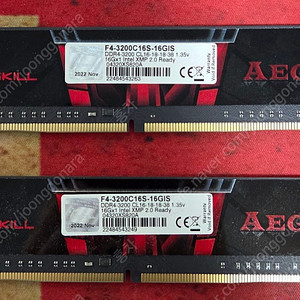 튜닝 램 ddr4 3200 cl16 16GB x2 지스킬 AEGIS 팝니다.